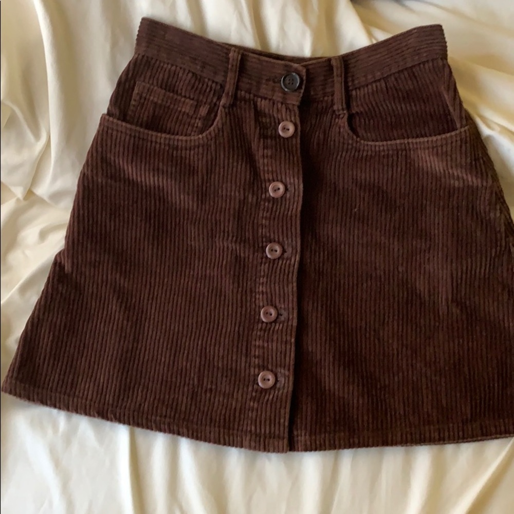 UO NY jeans brown corduroy button front skirt